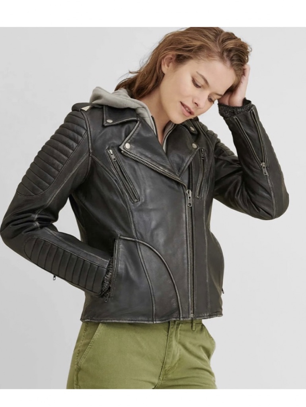 Black Leather Moto Jacket - Women's